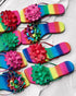 Rainbow Ombre Floral Pattern Slippers red