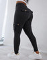 Zipper Pocket Slim Fit Yoga Pants Casual High Waist Workout Pants black