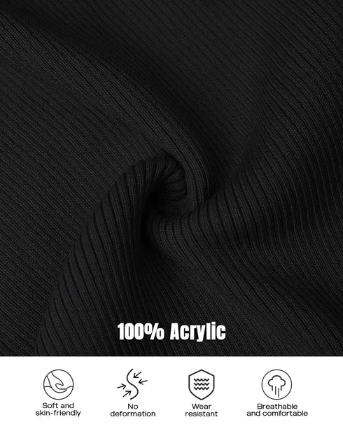 Crewneck Half Zipper Flap Detail Knit Sweater Long Sleeve Slim Fit Ribbed Pullover Top black