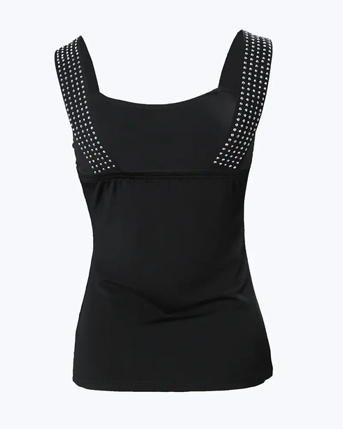 Rhinestone Embellished Thick Strap Tank Top black