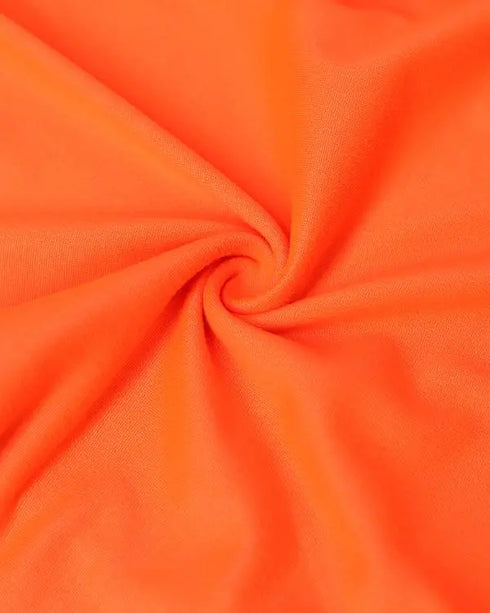 O-neck Short Sleeve Solid Color Cut-Out Ruched Drawstring Bodycon Dress with Side Slit orange