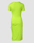 O-neck Short Sleeve Solid Color Cut-Out Ruched Drawstring Bodycon Dress with Side Slit green