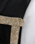 Sequin Bowknot Decor Contrast Sequin Paneled Square Neck Long Sleeve Jumpsuit Casual Cinched Waist Wide Leg Jumpsuit black