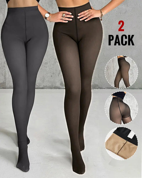 ChicMe ShapeLift 2-Piece Magic Fleece Lined Leggings Tight Thin Fleece Thermal Pantyhose Warm Leggings(Size Regular/Large/Extra Large) style3