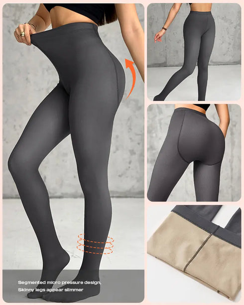 ChicMe ShapeLift 2-Piece Magic Thick Fleece Lined Leggings High Waist Thermal Pantyhose Warm Leggings 3 Shades(Size Regular/Large/Extra Large) style3