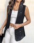 Rhinestone Decor Shawl Collar Long Sleeve Blazer Coat black