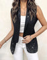 Rhinestone Decor Shawl Collar Long Sleeve Blazer Coat black