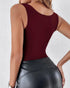 U-Neck Sleeveless Tank Seamless Skinny Layering Top with Built-In Bra style2