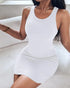Scoop Neck Sleeveless Tank Dress Minimalist Ribbed Bodycon Dress white