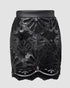 PU Leather Hollow-out Pattern Zipper Back Bodycon Skirt black
