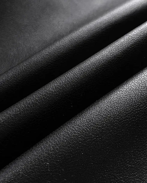 PU Leather Hollow-out Pattern Zipper Back Bodycon Skirt black