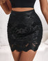 PU Leather Hollow-out Pattern Zipper Back Bodycon Skirt black