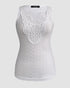Contrast Lace V Neck Sleeveless Knit Top Casual Slim Fit Tank white