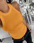 O-Neck Sleeveless Basic Slim Fit Skinny Tank Casual Top(Without Pads) yellow