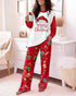 2 Pieces Outfit Christmas Tree Print Plaid Print Spliced Long Sleeve Top and Plaid Print Elastic Waist Pants Set Casual Pajamas Set red