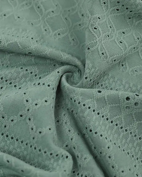 Sleeveless Ruched Cinched Waist Draped Bandeau Dress Eyelet Embroidery Slit Asymmetrical Hem Vacation Dress green