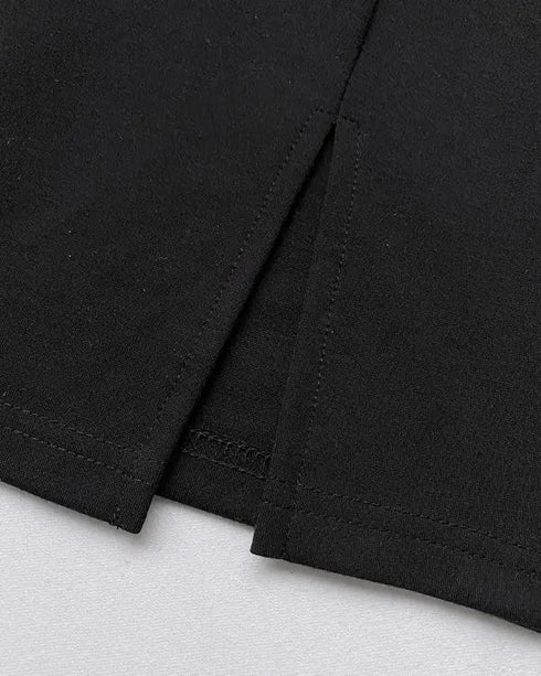 Halter Thick Strap Chic 3D Floral Dec Slim Fit Dress blackwhite