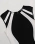 Pearls Decor Thick Strap Backless Slit Back Tank Dress Zipper Back Bodycon Dress With Belt blackwhite