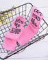 1Pair Funny Letter Print Crew Socks pink