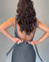 Halter Tied Detail Backless Slim Fit Dress Zipper Back Slit Maxi Dress Dark grey