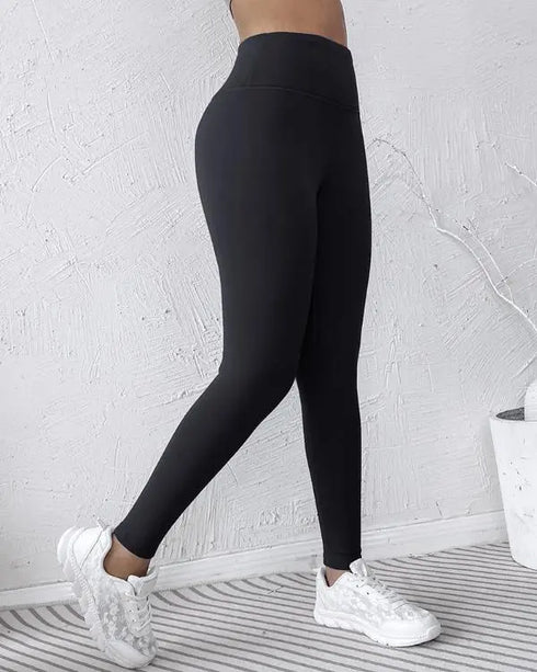ChicMe ShapeLift Fleece Lined Active Pants Thick Soft Tummy Control Termal Warm Winter Shaping Pants black