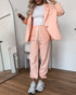 Shawl Collar Long Sleeve Blazer and Drawstring Pants Set orange