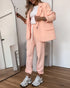 Shawl Collar Long Sleeve Blazer and Drawstring Pants Set orange