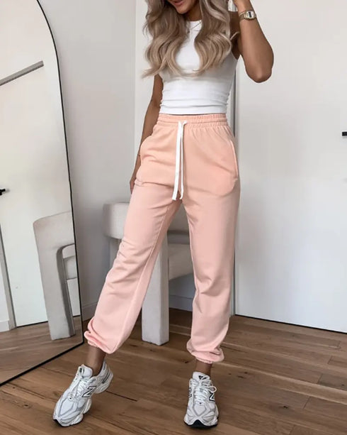 Shawl Collar Long Sleeve Blazer and Drawstring Pants Set orange