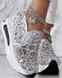 Contrast Sequin Lace Slip On Muffin Sneakers silver