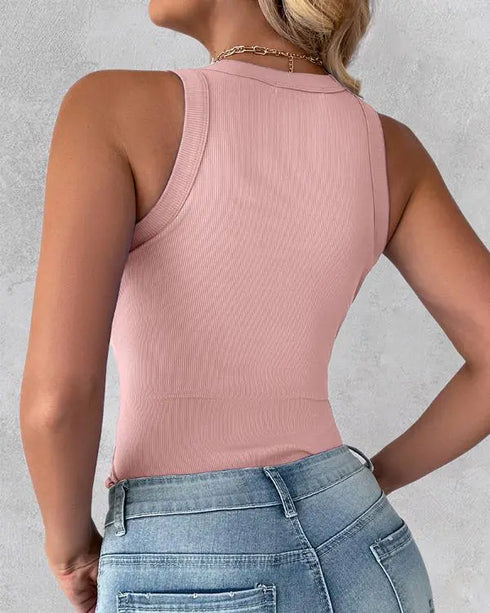 3-Pack Knit Round Neck Thick Strap Racerback Tank Tops(Without Pads) style13