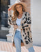 Leopard Pattern Longline Knit Cardigan Open Front Sweater khaki
