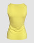 Contrast Lace V Neck Sleeveless Knit Top Casual Slim Fit Tank yellow