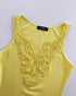 Contrast Lace V Neck Sleeveless Knit Top Casual Slim Fit Tank yellow