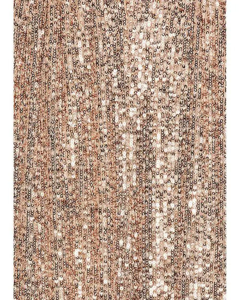 High Waist Allover Sequin Wide Leg Flared Nightout Party Pants rose gold