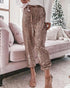 High Waist Allover Sequin Wide Leg Flared Nightout Party Pants rose gold