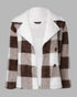 Plaid Print Double Breasted Teddy Coat brown