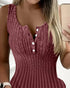 Chevron Pattern V-Neck Chain Decor Pocket Design Mini Dress Wine red