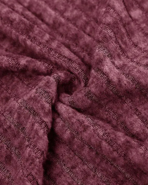 Chevron Pattern V-Neck Chain Decor Pocket Design Mini Dress Wine red