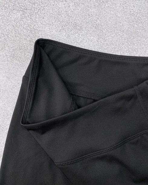 High Waist Tummy Control Butt Lifting Denim Look Leggings Stretchy Yoga Pants with Flap Pockets black