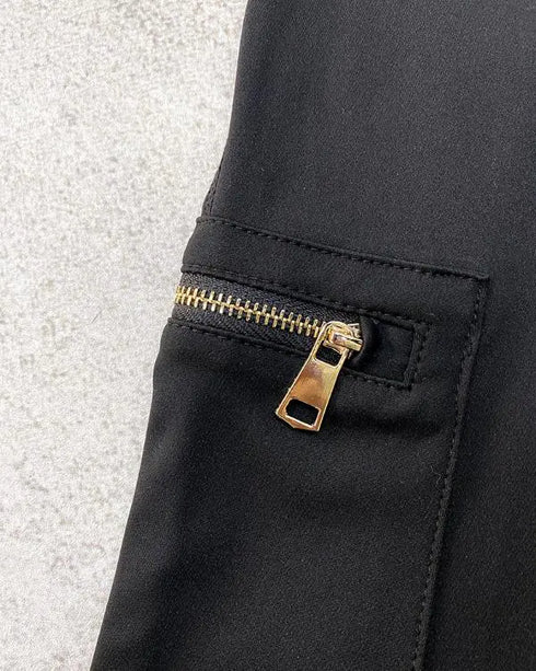 Butt Lifting Leggings with Flap Pockets High Waist Tummy Control Workout Cargo Pants black