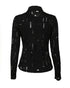 PU Leather Long Sleeve Flap Pocket Design Button Down Top black