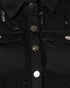 PU Leather Long Sleeve Flap Pocket Design Button Down Top black