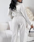 Turn-down Collar Overlap V-Neck Drawstring Stretchy Waist Jumpsuit Casual Flap Pockets Design Jumpsuit beige