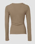 ChicMe Built-in Bra U-Neck Long Sleeve Ribbed Top khaki