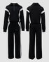 2 Pieces Outfit Half Zip Long Sleeve Top and Drawstring Elastic Waist Pants Set Casual Contrast Paneled Side Set blackwhite