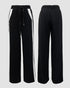 2 Pieces Outfit Half Zip Long Sleeve Top and Drawstring Elastic Waist Pants Set Casual Contrast Paneled Side Set blackwhite