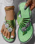 Floral Pattern Flip Flops Comfortable Casual Summer Beach Slippers green