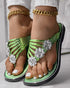 Floral Pattern Flip Flops Comfortable Casual Summer Beach Slippers green