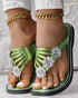 Floral Pattern Flip Flops Comfortable Casual Summer Beach Slippers green