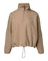 Stand Collar Zipper Design Casual Sweatshirt Light Coffee